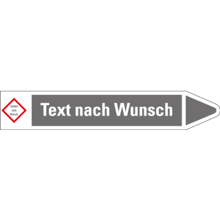 Bild der Vorderseite des Rohrleitungsetiketts:, Text nach Wunsch, rechts, ,  für Ø 40 - 60 mm, Standardfolie