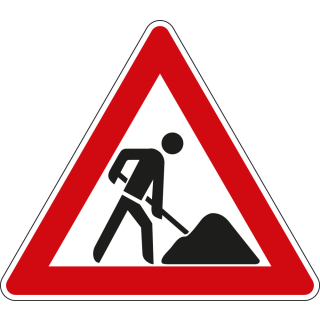 Verkehrszeichen-Nr. 123, Baustelle, Aluminium reflektierend RA0/RA1, Schenkellänge 900 mm