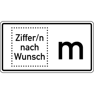 Hauptbild Hinweisschild-Zusatzzeichen: Entfernungsangabe mit Zahl nach Wunsch, Aluminium reflektierend RA1, 600 x 330 mm Hauptbild Hinweisschild-Zusatzzeichen: Entfernungsangabe mit Zahl nach Wunsch, Aluminium reflektierend RA1, 600 x 330 mm