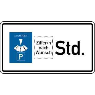 Hauptbild Parkplatzschild: Parkdauer in Stunden nach Wunsch, Aluminium reflektierend RA1, 600 x 330 mm Hauptbild Parkplatzschild: Parkdauer in Stunden nach Wunsch, Aluminium reflektierend RA1, 600 x 330 mm