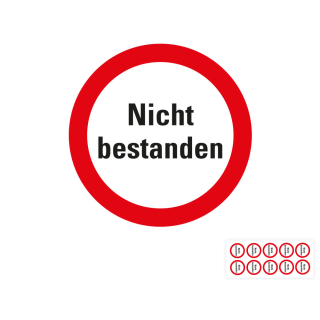 Produkt Hauptbild von Infoplakette Nicht bestanden, weiß, fälschungssichere Folie, Ø 30 mm, 18 St./Bogen