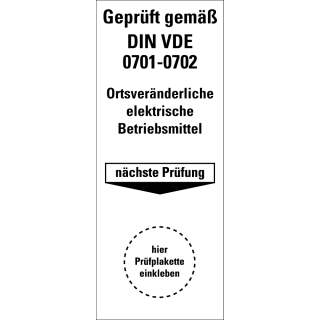 Hauptbild von Grundplakette gepr gem DIN VDE 0701-0702