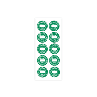 Produkt Hauptbild von Jahresprüfplakette Regal-Nr., 2025, Beschriftungsfeld, grün, Folie selbstklebend, Ø 30 mm