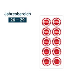 Hauptbild von Prüfplakette Nächster Prüftermin, 26 - 29, rot, Freifelder, Folie selbstklebend, Ø 30 mm, 10 St./Bogen