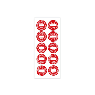 Produkt Hauptbild von Jahresprüfplakette Regal-Nr., 2028, Beschriftungsfeld, rot, Folie selbstklebend, Ø 30 mm