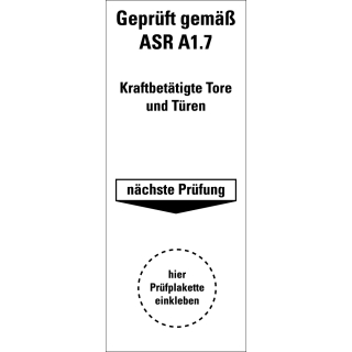 Hauptbild von Grundplakette gepr gem ASR A1.7