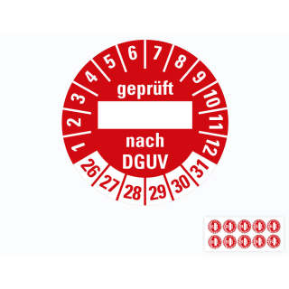 Hauptbild von Prüfplakette geprüft... nach DGUV, Beschriftungsfeld, 26 - 31, rot, Folie selbstklebend, Ø 30 mm, 10 St./Bogen