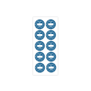 Produkt Hauptbild von Jahresprüfplakette geprüft von, 2027, Beschriftungsfeld, blau, Folie selbstklebend, Ø 30 mm