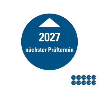 Produkt Hauptbild von Systemprüfplakette Nächster Prüftermin, 2027, blau, Folie selbstklebend, Ø 30 mm