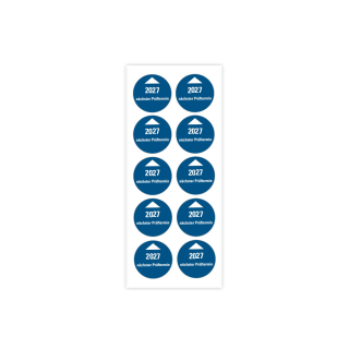 Produkt Hauptbild von Systemprüfplakette Nächster Prüftermin, 2027, blau, Folie selbstklebend, Ø 30 mm