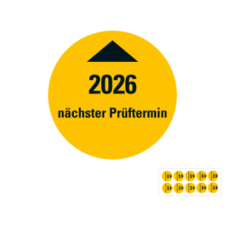 Produkt Hauptbild von Systemprüfplakette Nächster Prüftermin, 2026, gelb, Folie selbstklebend, Ø 30 mm