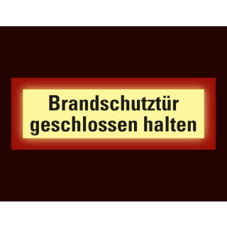 PERMALIGHT power Feuerwehrschild: Brandschutztür geschlossen halten, weiß-rot, DIN 4066, Aluminium lang nachleuchtend, 297 mm x 105 mm, 1 Stück 