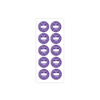 Hauptbild von Jahresprüfplakette geprüft von, 2029, Beschriftungsfeld, violett, Standardfolie, Ø 30 mm, 10 St./Bogen