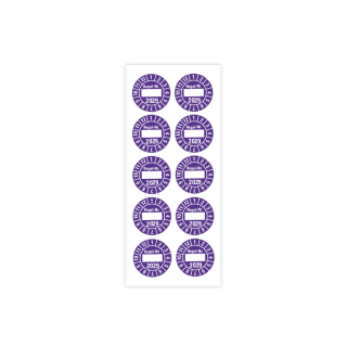 Hauptbild von Jahresprüfplakette Regal-Nr., 2029, Beschriftungsfeld, violett, Standardfolie, Ø 30 mm, 10 St./Bogen