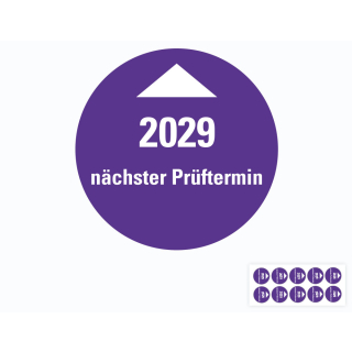 Hauptbild von Systemprüfplakette Nächster Prüftermin, 2029, violett, Standardfolie, Ø 30 mm, 10 St./Bogen