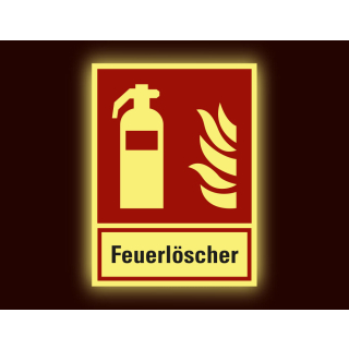PERMALIGHT power Kombi-Brandschutzschild: Feuerlöscher, ASR/ISO, Piktogramm & Text, Aluminium lang nachleuchtend, 200 mm x 270 mm, 1 Stück