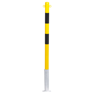 Absperrpfosten Bern zum Einbetonieren, 2 Kettenösen, zwei Farben, Stahl pulverbeschichtet, Ø 60 mm, 1400 mm