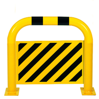 Schutzbügel mit Unterfahrschutz, 425 mm, zum Aufdübeln, gelb-schwarz, Stahl pulverbeschichtet, 750 mm x 650 mm, 1 Stück