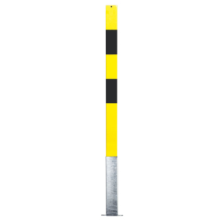 Absperrpfosten Bern zum Einbetonieren, ohne Kettenöse, zwei Farben, Stahl pulverbeschichtet, 70 mm x 70 mm, 1400 mm