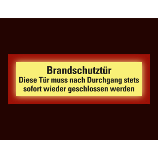 Permalight Power Feuerwehrschild: Brandschutztür Diese Tür muss nach Durchgang stets sofort wieder geschlossen werden , Folie selbstklebend lang nachleuchtend, 210 x 74 mm