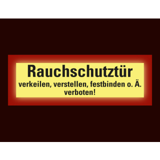 Permalight Power Feuerwehrschild: Rauchschutztür verkeilen, verstellen, festbinden o.Ä verboten, Folie selbstklebend lang nachleuchtend, 210 x 74 mm