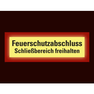 Permalight Power Feuerwehrschild: Feuerschutzabschluss Schließbereich freihalten, Folie selbstklebend lang nachleuchtend, 297 x 105 mm