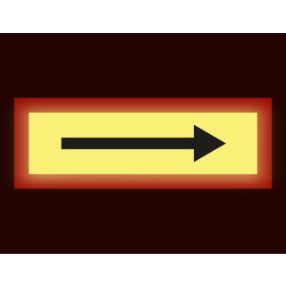 Permalight Power Feuerwehrschild: Pfeil, Folie selbstklebend lang nachleuchtend, 297 x 105 mm