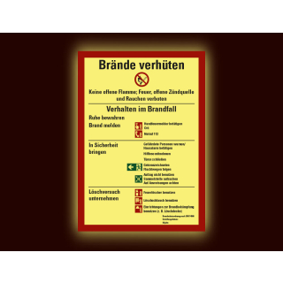Permalight power Aushang: Brände verhüten, Brandschutzordnung Teil A für bauliche Anlagen mit Handfeuermelder, Kunststoff lang nachleuchtend, 210 x 297 mm