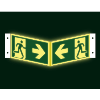 PERMALIGHT power Nasenschild: Rettungsweg links/rechts, ASR/ISO, Kunststoff lang nachleuchtend, 300 x 150 mm, 1 Stück