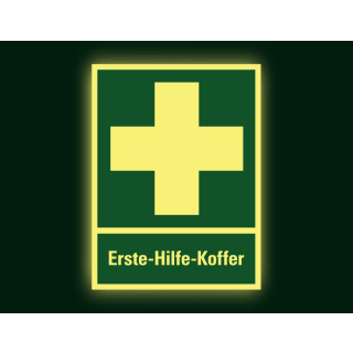 PERMALIGHT power Rettungszeichen: Erste Hilfe Koffer, ASR A2.3, Kunststoff lang nachleuchtend, 300 x 400 mm