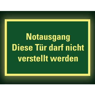 PERMALIGHT power Rettungszeichen: Diese Tür darf nicht […], ASR A2.3, Kunststoff lang nachleuchtend, 300 x 200 mm