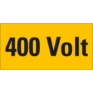 Warnschild: 400 Volt, RoHS konform, Folie selbstklebend, zwei Größen, Einzelstück oder Bogen
