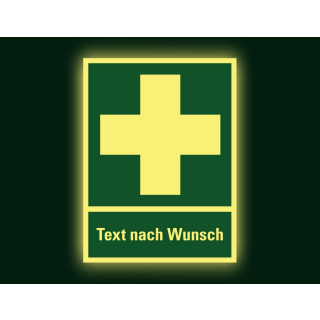Permalight Power Rettungszeichen-Kombischild: Erste Hilfe, Text nach Wunsch, Kunststoff, 300 x 400 mm