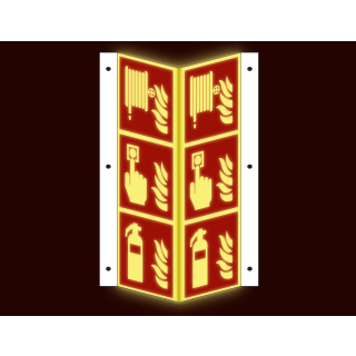 Hauptbild PERMALIGHT® power Nasenschild: Feuerlöscher, Brandmelder, Löschschlauch, ASR/ISO, Kunststoff lang nachleuchtend, 200 x 600 mm