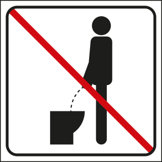 Piktogramm: Im stehen urinieren verboten, weiß-rot-schwarz, Folie selbstklebend, 150 mm x 150 mm, 1 Stück