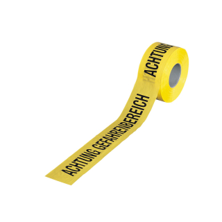 Absperrband: Achtung Gefahrenbereich, gelb, 80 mm breit, 500 m/Rolle