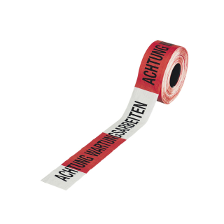 Absperrband: Achtung Wartungsarbeiten, rot-weiß, 80 mm breit, 500 m/Rolle