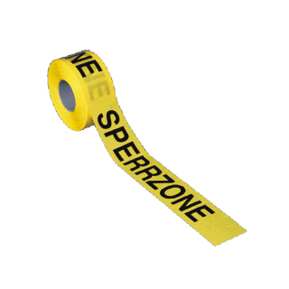 Absperrband: Sperrzone, gelb, 80 mm breit, 500 m/Rolle