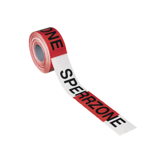 Absperrband: Sperrzone, rot-weiß, 80 mm breit, 500 m/Rolle