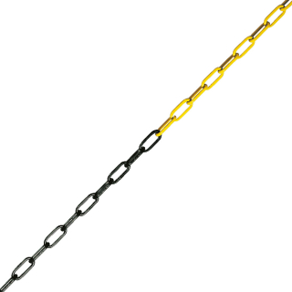 Absperrkette, gelb-schwarz, Stahl feuerverzinkt, Ø 6 mm, maximal 15 m, 1 m / VE