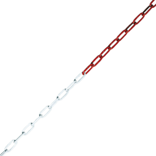Absperrkette, rot-weiß, Stahl feuerverzinkt, Ø 6 mm, maximal 15 m, 1 m / VE
