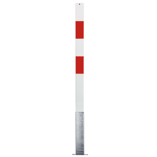 Absperrpfosten Bern zum Herausnehmen, ohne Kettenöse, rot-weiß reflektierend, Stahl pulverbeschichtet, 70 mm x 70 mm, 1400 mm, 1 Stück