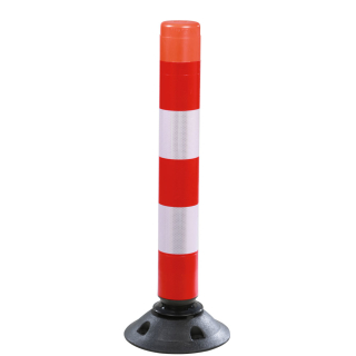 Absperrpfosten FlexPin mit Zylinderfuß, rot-weiß, Kunststoff, 760 mm, 1 Stück