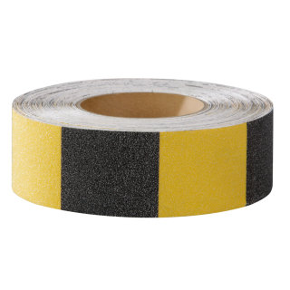 Antirutsch-Warnmarkierung, Rutschhemmung R 13, gelb-schwarz, ASR, DGUV, Polyvinylchlorid selbstklebend, 50 mm, 18,3 m / Rolle