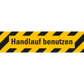 Antirutschbelag Handlauf benutzen, Rutschhemmung R 10, gelb-schwarz, ASR, DGUV, selbstklebend, 800 mm x 200 mm, 1 Stück