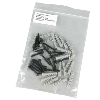 Befestigungs-Set zur Montage von Warnmarkierungen, schwarz-grau, 20 Schrauben 4 x 30 mm, 20 Fischer-Dübel S6, 20 Stück / VE