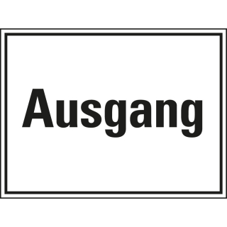 Boden-Hinweisschild: Ausgang, R10, weiß-schwarz, Bodenmarkierungsfolie selbstklebend, 400 mm x 300 mm, 1 Stück