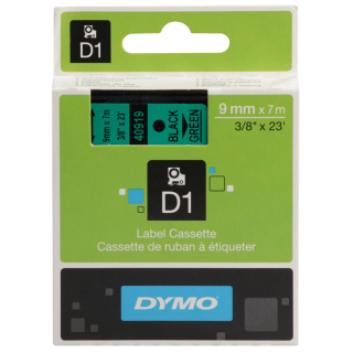 DYMO-Schriftbandkassette, schwarz-grün, 9 mm x 7 m, 1 Stück