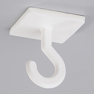 Deckenhaken zur Deckenbefestigung, weiß, Kunststoff selbstklebend, 25 mm x 25 mm, 10 St./Verpackungseinheit