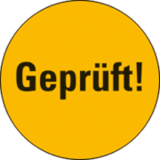 Etikett Geprüft!,ge,P,Ø40mm,500/RO